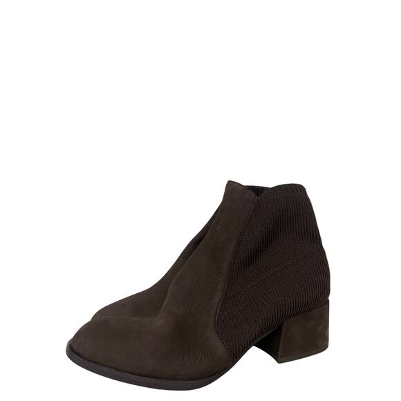 Eileen fisher sz7 Dark Chocolate brown Aesop Booties stretch chelsea boot - Picture 1 of 6